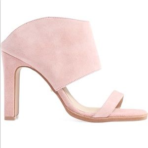 42 Gold ‘Linx’ blush pink suede slide sandal ~ SZ 11